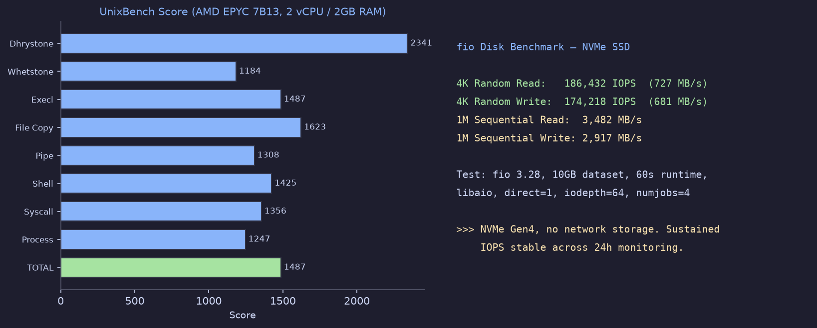 UnixBench and fio benchmarks